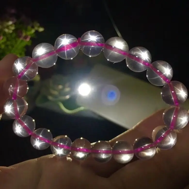 

Natural Rose Quartz Mozambique Strong Star Light Clear Round Beads Bracelet Women 9mm 10mm 11mm 12mm 13mm AAAAA Drop Shipping