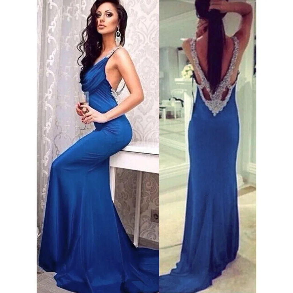 

Women Sling Cross Sequin V Neck Elegant Party Evening Slim Hollow Lace Dress