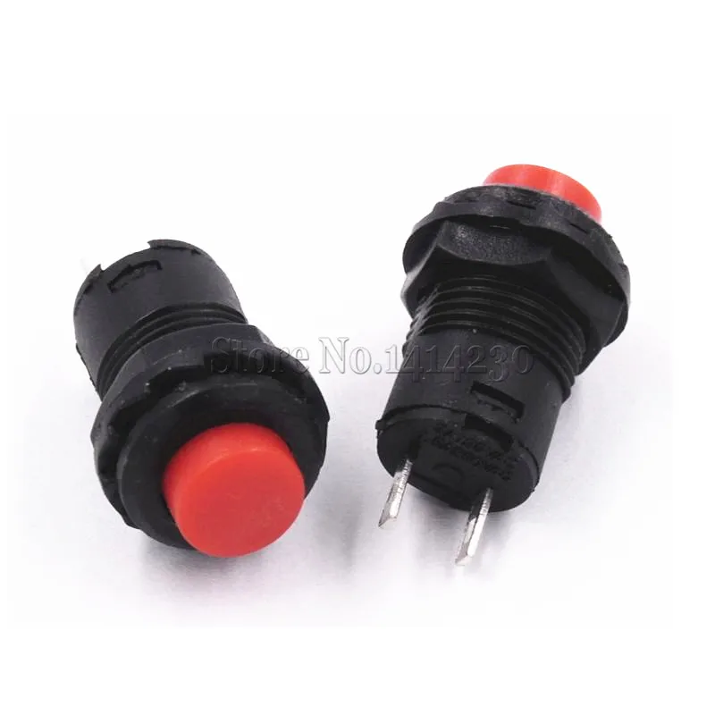 10 Pcs NO 2 Pin Mini Momentary Push Button Switch Mini Micro Push Button Red and Silver - Hxchen 1A 250V AC SPST Normal Open
