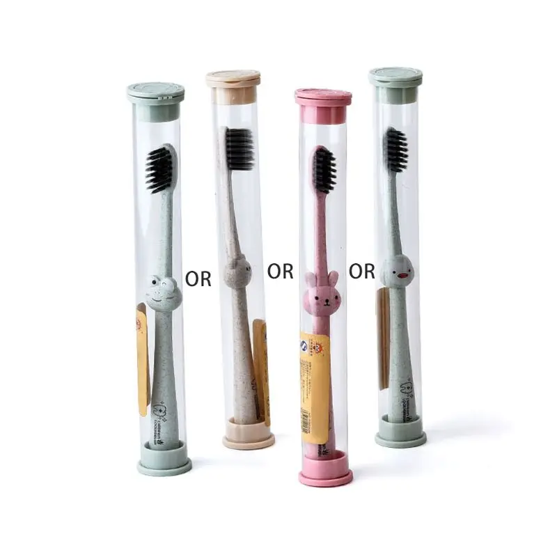 Children Baby Toothbrush Cartoon Handle Oral Bamboo Charcoal Brush Care Natural Wheat Straw Degradable Children Baby Toothbrush Cartoon Handle Oral Bamboo Charcoal Brush Care Natural Wheat Straw Degradable