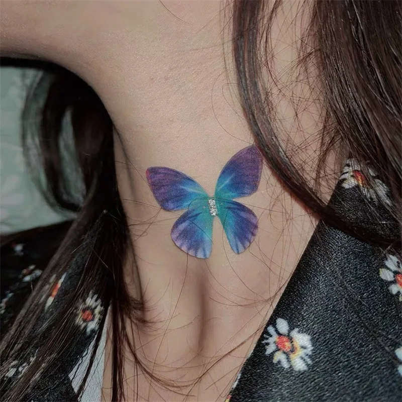 

new trendy Choker butterfly necklace woman Japan and Korean blue collar wind transparent fish line necklace hot jewelry