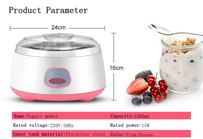 DMWD, 220 В/50 Гц/15 Вт, 1000 мл, электрическая полностью автоматическая машина для йогурта, внутренний бак из нержавеющей стали, мини прибор Kithchen