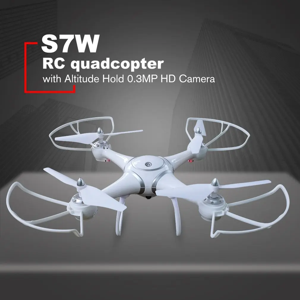 

S7W Smart Selfie RC Quadcopter Drone Aircraft with Wifi FPV 0.3MP HD Real-time Camera Altitude Hold 3D Flips for Kids