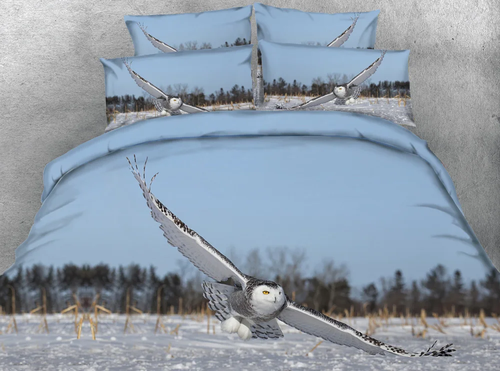 3pcs All Kinds Owl Print Duvet Cover Set Lovely Bird Bedding Sets