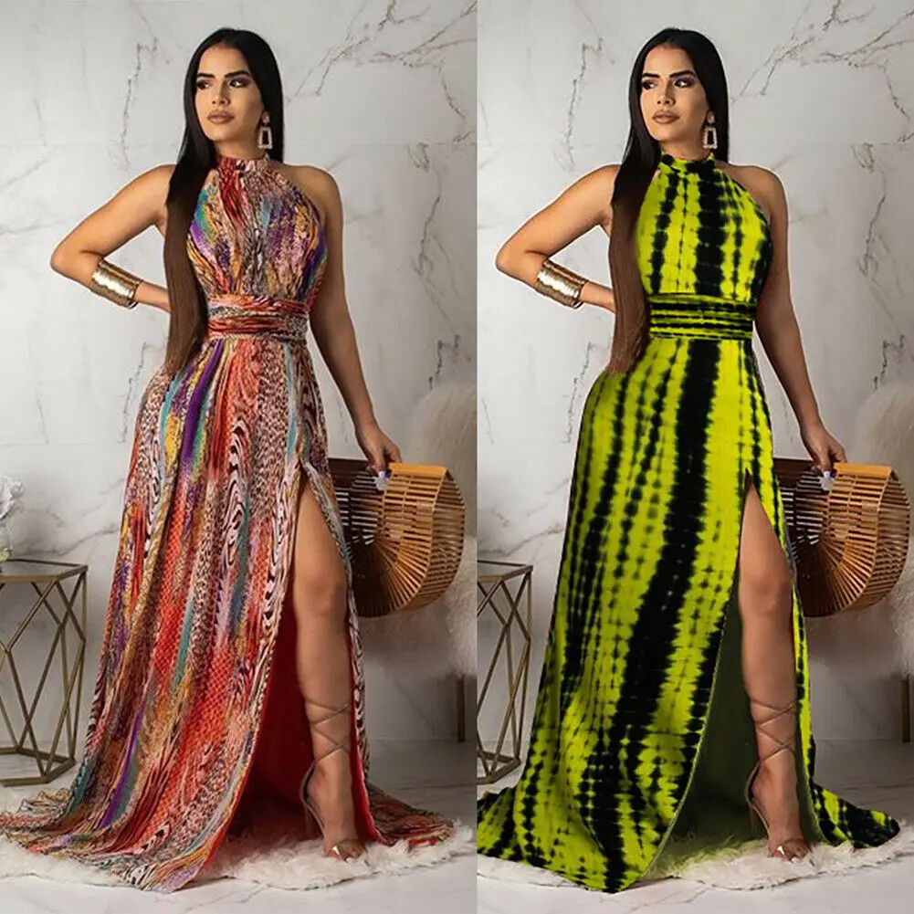 

New Women Boho Indie folk Loose Sexy Long Maxi Dress Ladies Party Evening Summer Beach Backless Holiday Casual Print Sundress