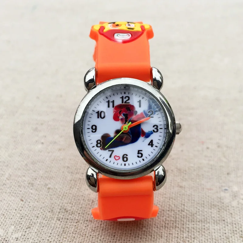 Детские часы с мультяшным Марио; кварцевые 3D Силиконовые наручные часы для девочек; Clcok E08