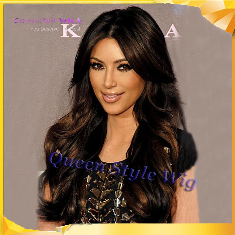 Celebrity Kim Kardashian Hairstyle Two Tone Ombre Color Look