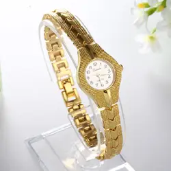 Для женщин Роскошные Королевские золотые часы Овальный Кварц Циферблат Нержавеющая сталь наручные часы платье часы подарок Лидер продаж
