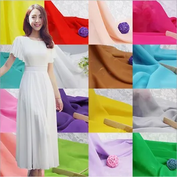 

Polyester Chiffon Fabric 5 Meters 1.5m Wide For Silk Dress Skirt Needlework Curtain Silky Soft Fabrics