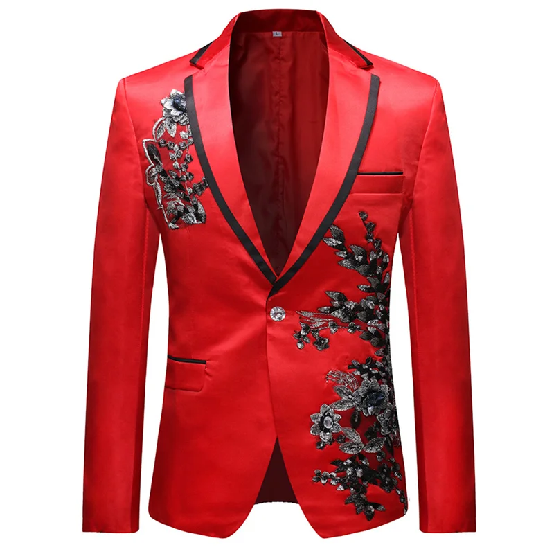 YUNCLOS 2019 New Men Applique Suit Party Dress 2 Pieces Tuxedos  Slim Fit Terno Masculino Formal Wedding Party Suits