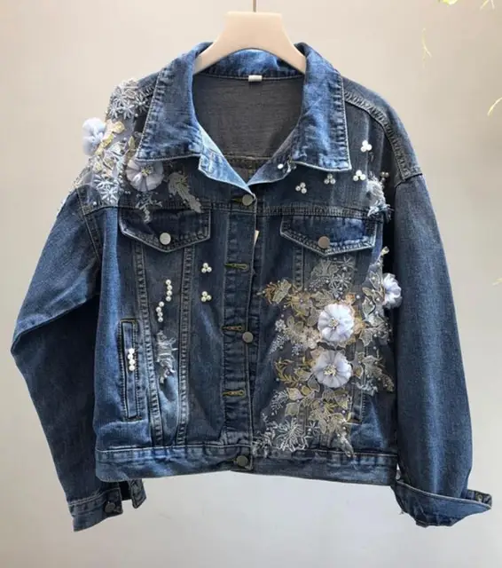 jean jacket with flowers