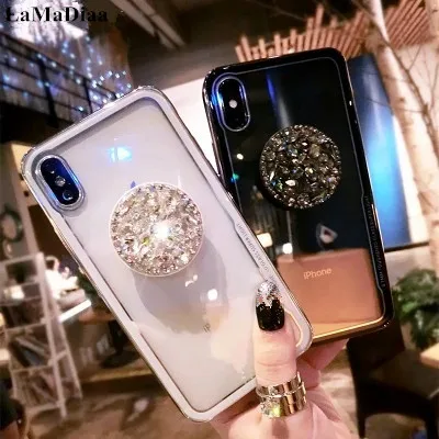 

LaMaDiaa For Samsung S6 S7 edge S8 S9 S10 Plus Note 5 8 9 Luxury Airbag bracket Rhinestones diamond Glitter case cover Crystal