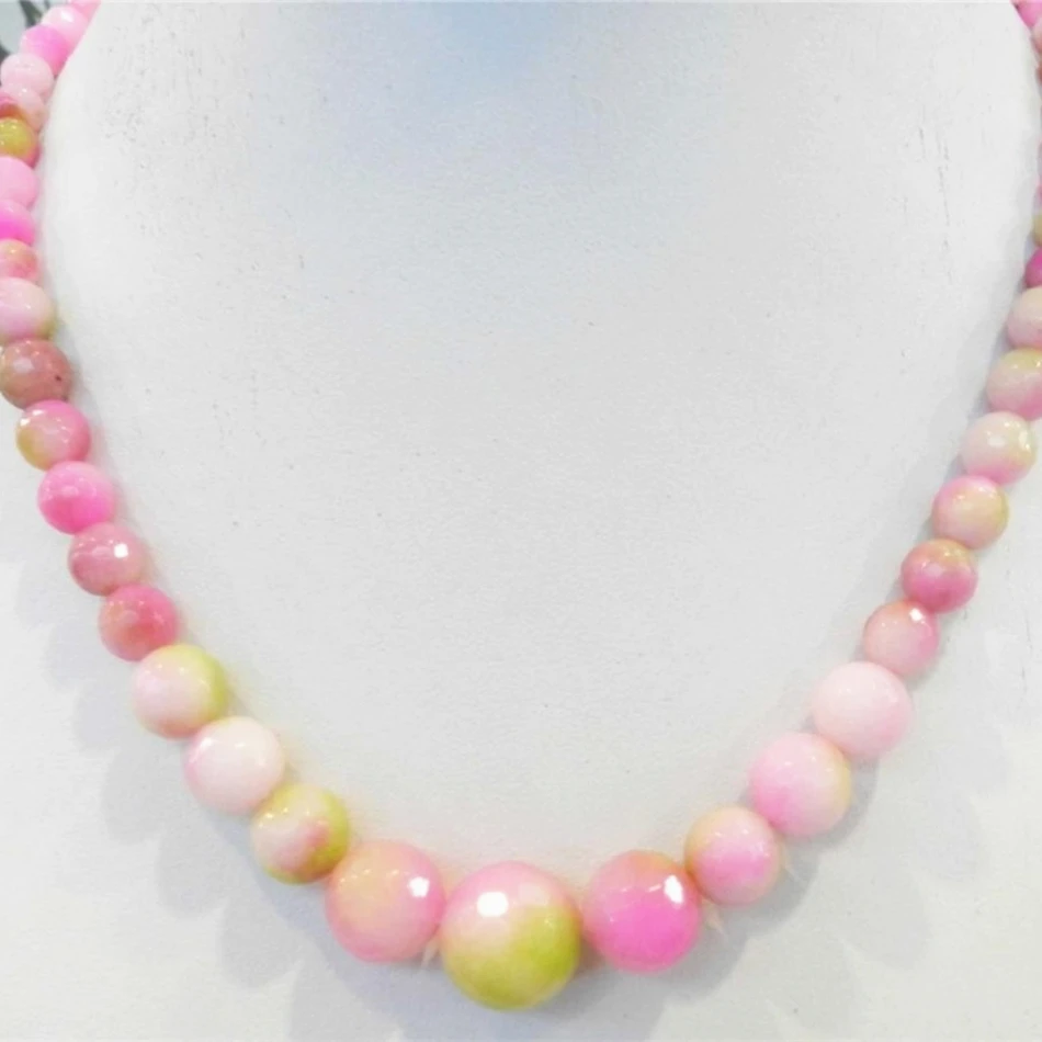 

New fashion 6-14mm faceted round pink multicolor Kunzite round chalcedony jades beads necklace hot sale jewelry 18inch GE4139