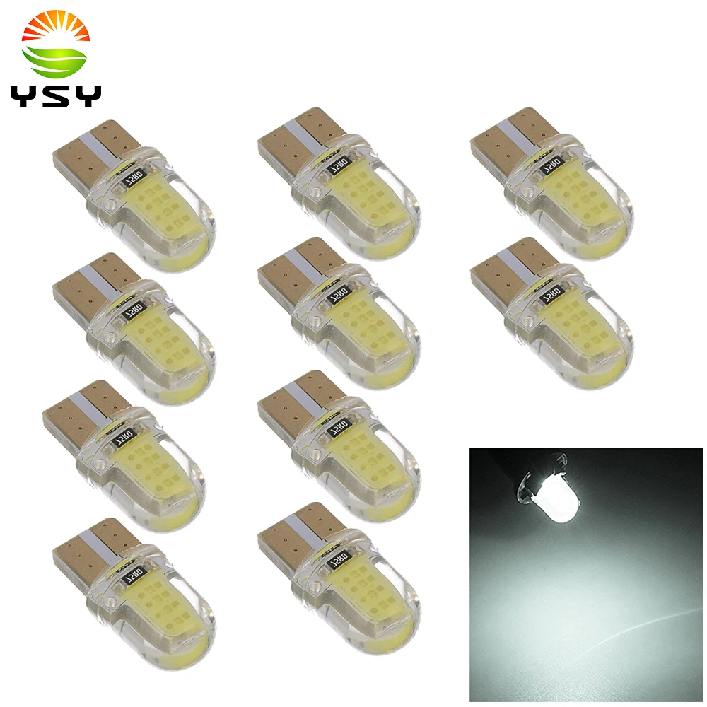 

YSY 10x T10 LED W5W 194 168 W5W COB 8SMD Led Parking Bulb Auto Wedge Clearance Lamp Silica Bright White License Light Bulb