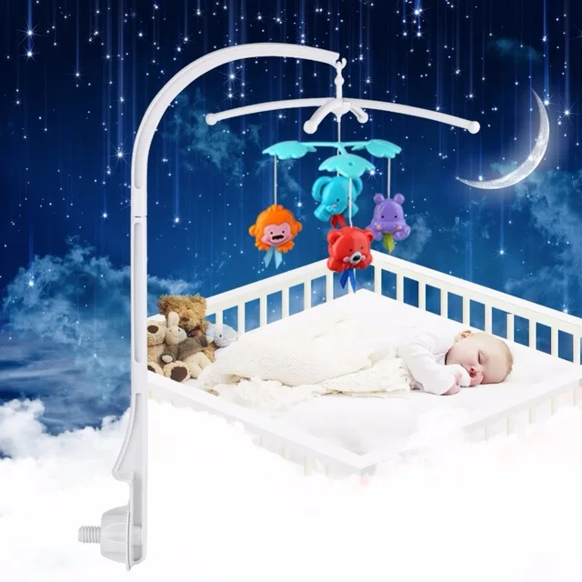 

Baby Toys White Rattles Bracket Set Baby Crib Mobile Bed Bell Toy Holder Arm Bracket Wind-up Music Box Baby Sleeping Music Toy