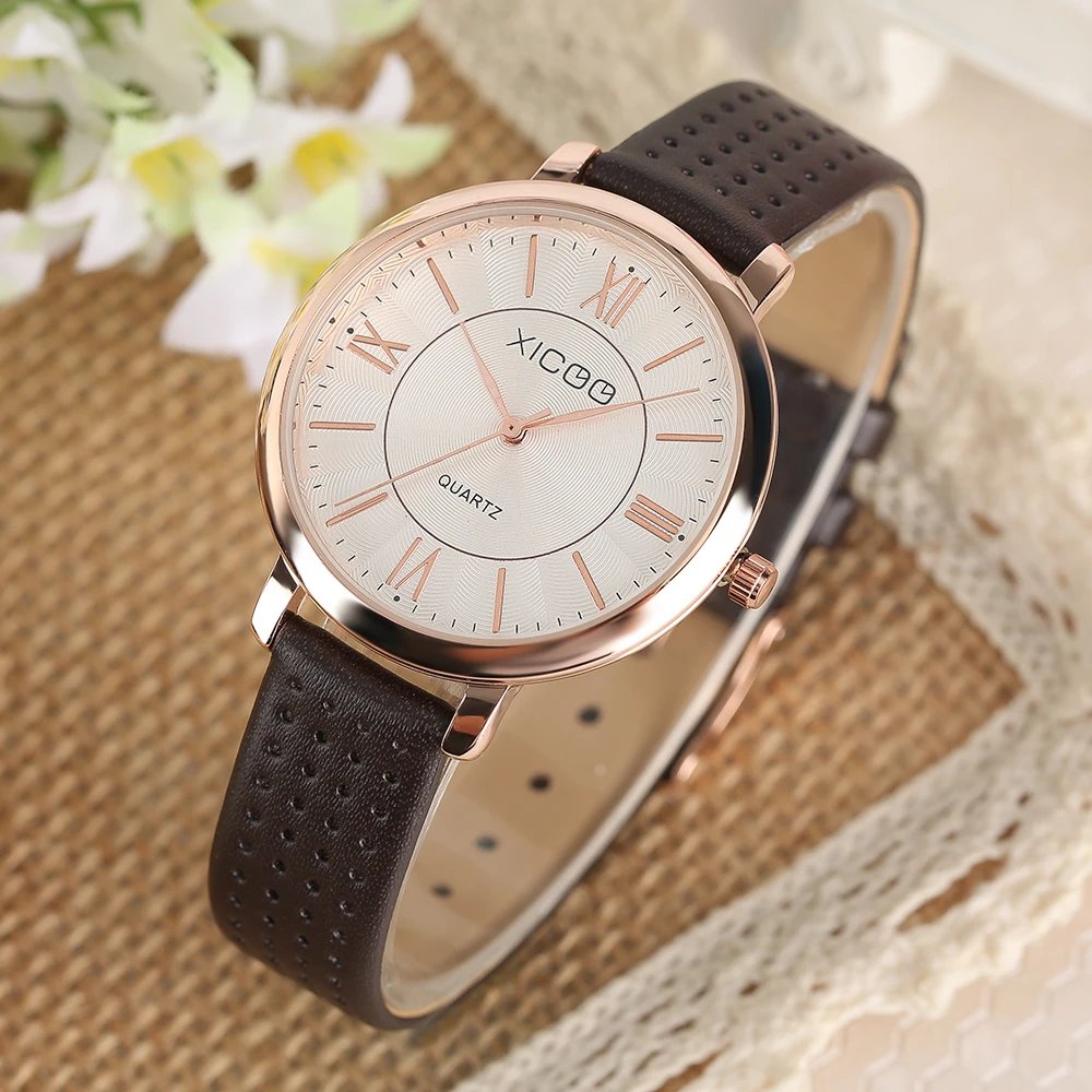 

XICOO Business Ladies Watch Simple Modern Women's Bracelet Watches Genuine Leather Roman Numerals Wristwatch Girl Gift Clock