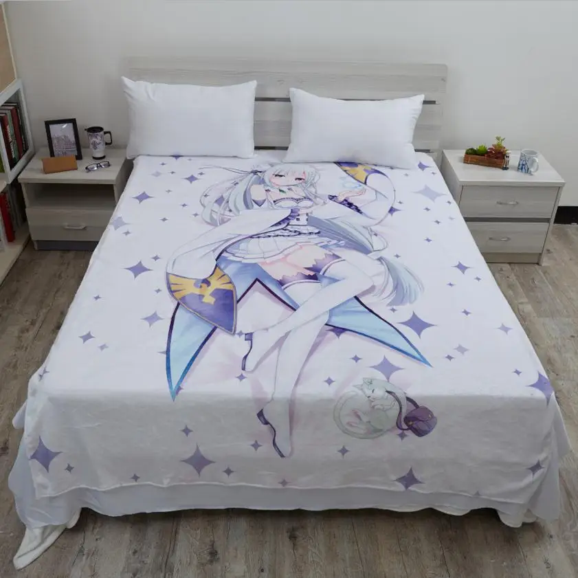 Новый аниме мультфильм Re Zero Kara Hajimeru Isekai Seikatsu Emilia теплое фланелевое одеяло s для