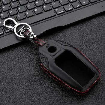 

Genuine Leather car key case cover Keychain for remote key Protective Key Bag for BMW 2016 2017 7 Series Display Key wallet