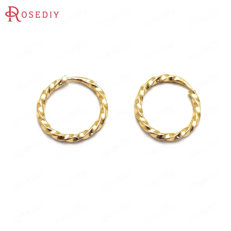 

(35978)20PCS 11MM thickness 1.1MM 24K Gold Color Brass Twisted Wire Rings Split Rings High Quality Jewelry Findings Accessories