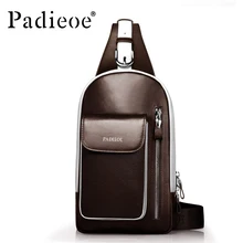 Padieoe Натуральная кожа Мужская сумка на плечо Повседневная нагрудная сумка на плечо слинг рюкзак модные сумки через плечо коричневый синий черный