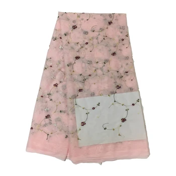 

Promotion !5yards french embroidered tulle lace fabric for party dress.latest nigerian african lace fabric free shipping