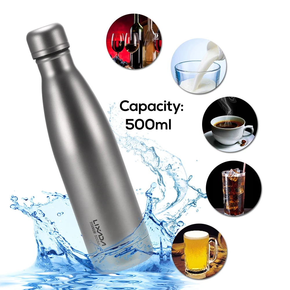 Lixada 500 ml de botella de agua de doble pared de vacío aislado al aire libre Camping mochila senderismo ciclismo vajilla