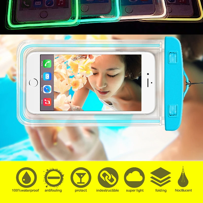 Luminous waterproof phone Pouch bag case cover for Apple
