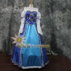 Популярное роскошное карнавальное венецианское платье с голубой вышивкой в стране чудес Косплей средневековое платье Ренессанс платье