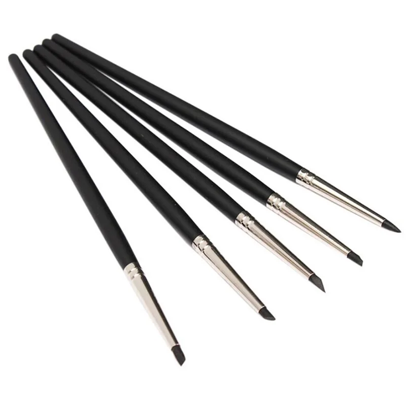 

Great 5pcs 15cm Pottery Clay Sculpture Carving Tools Silica Gel Pen Painting Nail Brush Set Different Shapes Art Craft Supplies
