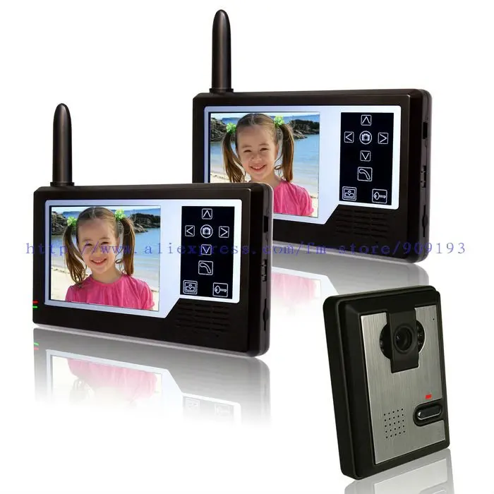 Free shipping 3.5 inch wireless colour video door phone 1 to 2 with function of taking pictures | Безопасность и защита