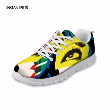 

INSTANTARTS Flats Shoes for Women Fashion Ladies Casual Light Weight Air Mesh Sneakers Hand Painted Print Girl Plus Size Shoes