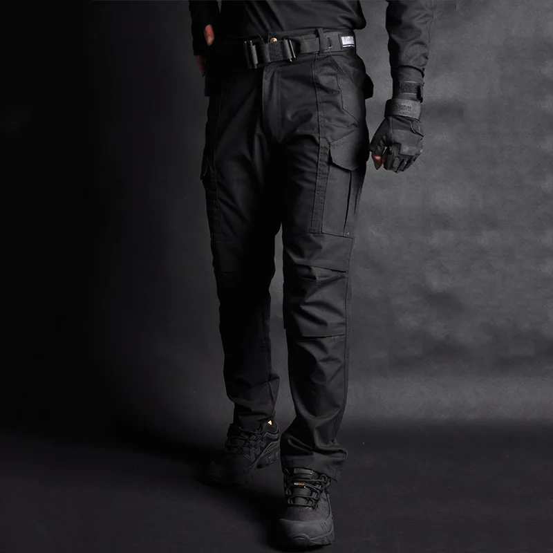 MEGE, тактические брюки карго, мужские джоггеры, армейские военные штаны, хлопковые камуфляжные эластичные повседневные спортивные штаны с карманами, 4XL - Цвет: black
