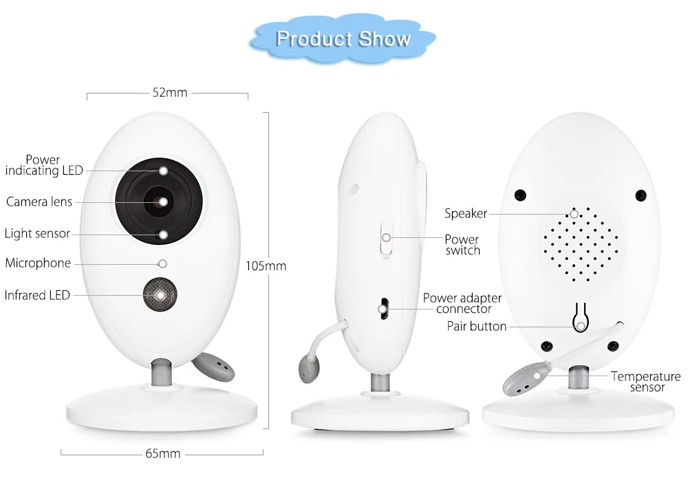  XF808 3.5'' Baby Monitor 960P Wireless Video Infant Monitor Night Vision Home Security Camera Tempe