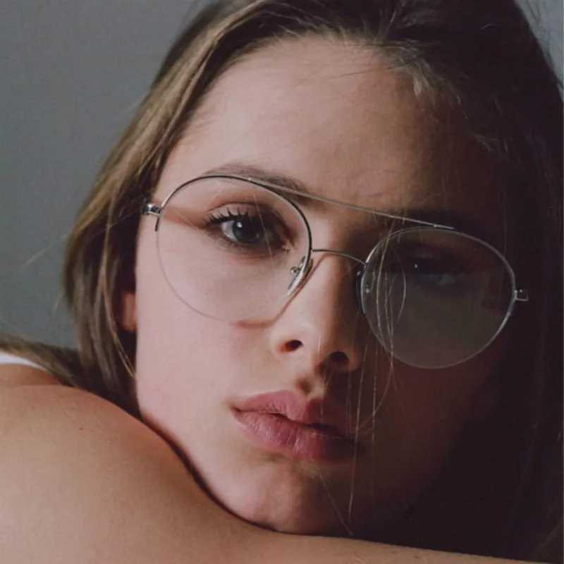 

2019 Spectacle FramesWomen Eyeglasses Retro Doule Bridges Metal Women Round Glasses Men Frame Round Clear Lens