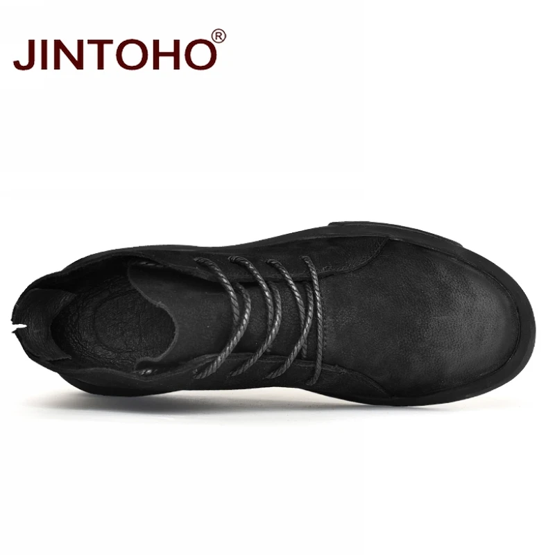 JINTOHO мужские зимние ботинки из натуральной кожи модная мужская зимняя обувь