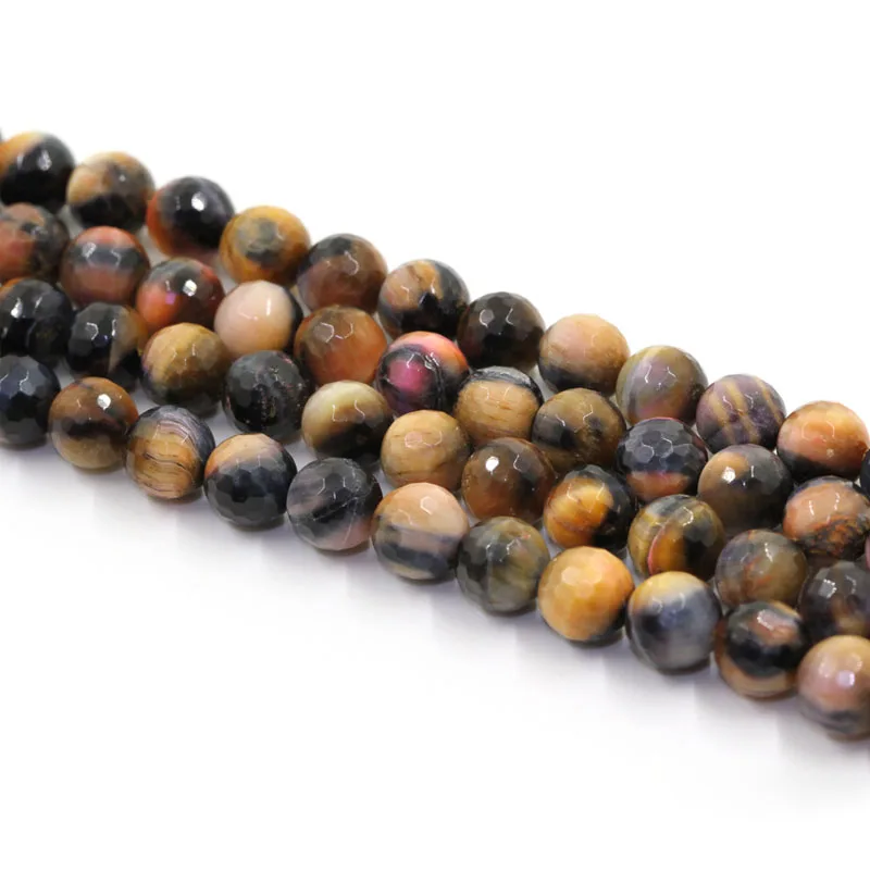 

Fashion Natural Tiger Eye faceted Beads 6mm 8mm 10mm 12mm Wholesale faceted Round jewel 15.5" mala stones