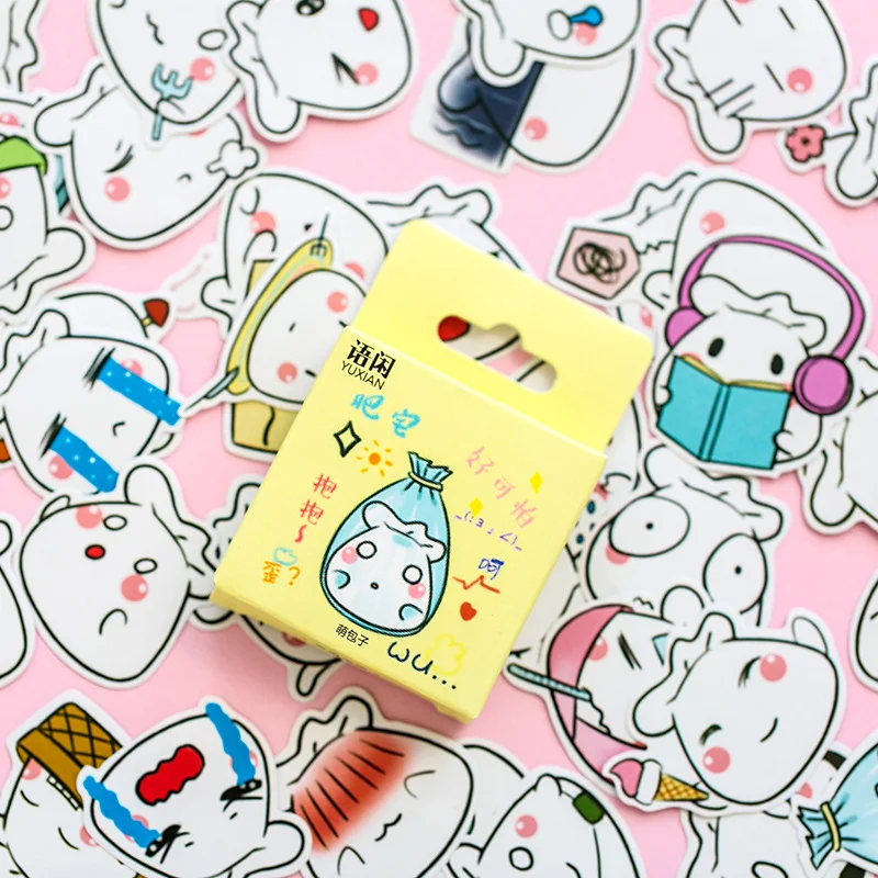 45pcs/pack Cute expression bun Decorative Stationery Stickers Scrapbooking DIY Diary Album Stick Label | Канцтовары для офиса и