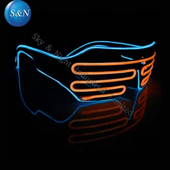 

LED EL double color el glasses (Orange+Ice Blue) Mix color EL LED shutter glasses +3V Inverter+Free Shipping