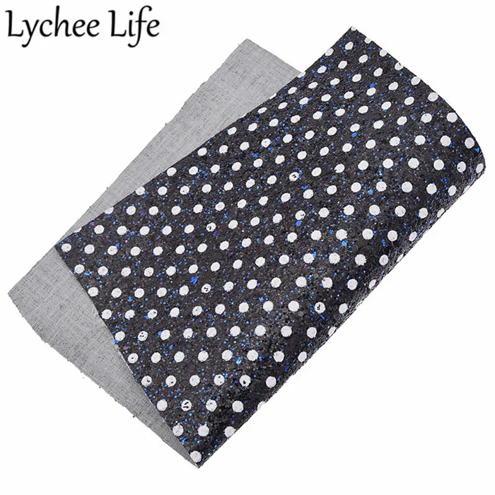 Lychee Life Dots блестящая синтетическая ткань A4 PU ткань с разноцветными блестками DIY Современная домашняя одежда текстиль швейная ткань аксессуары - Цвет: 2