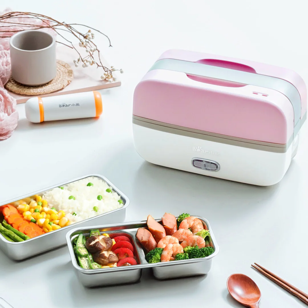 Bear Electric Heating Lunch Box 270w/0.5l Double Layer Plugged In To Heat Preservation Cooking Portable lunch box From xiaomi