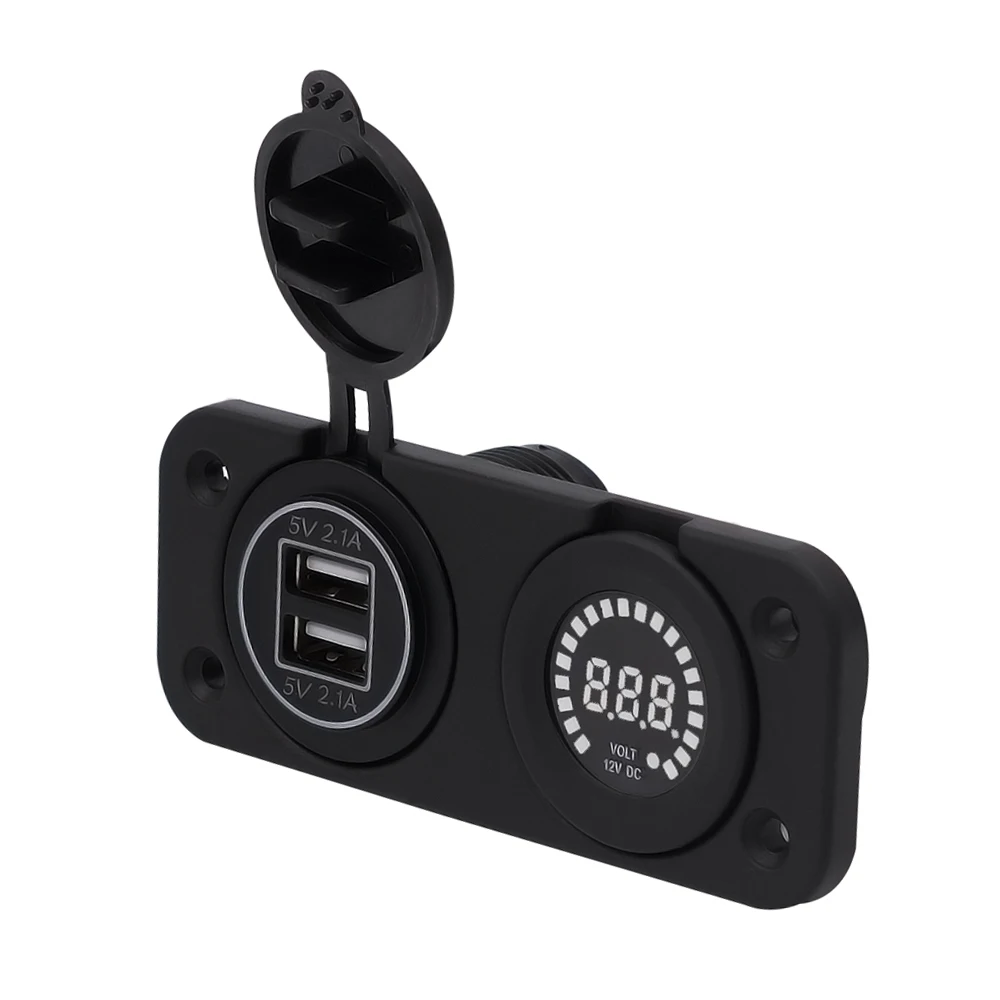 Двойной USB прикуриватель с напряжением 12-24 В дисплей экран адаптер зарядное устройство диафрагма светодиодный детектор напряжения для автомобилей