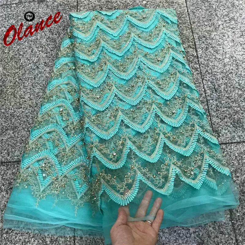 

Beautiful Golden Threads Vines Waves Design with Beads and Stones 2W31 Free Shipping Party Dress Cheap Price Tulle Lace Fabric