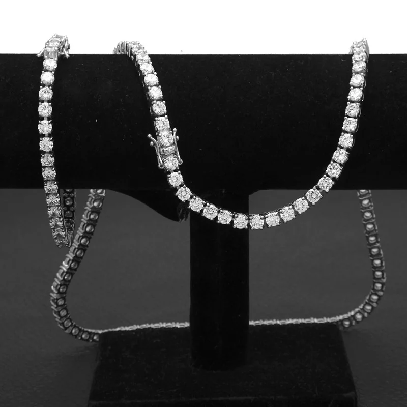 Ожерелье+ браслет+ Теннисная цепочка в стиле хип-хоп, 3 шт., серебряная цепочка в стиле кантри, кубинская цепочка, со льдом, проложенные стразы, CZ Bling, ювелирные изделия для мужчин