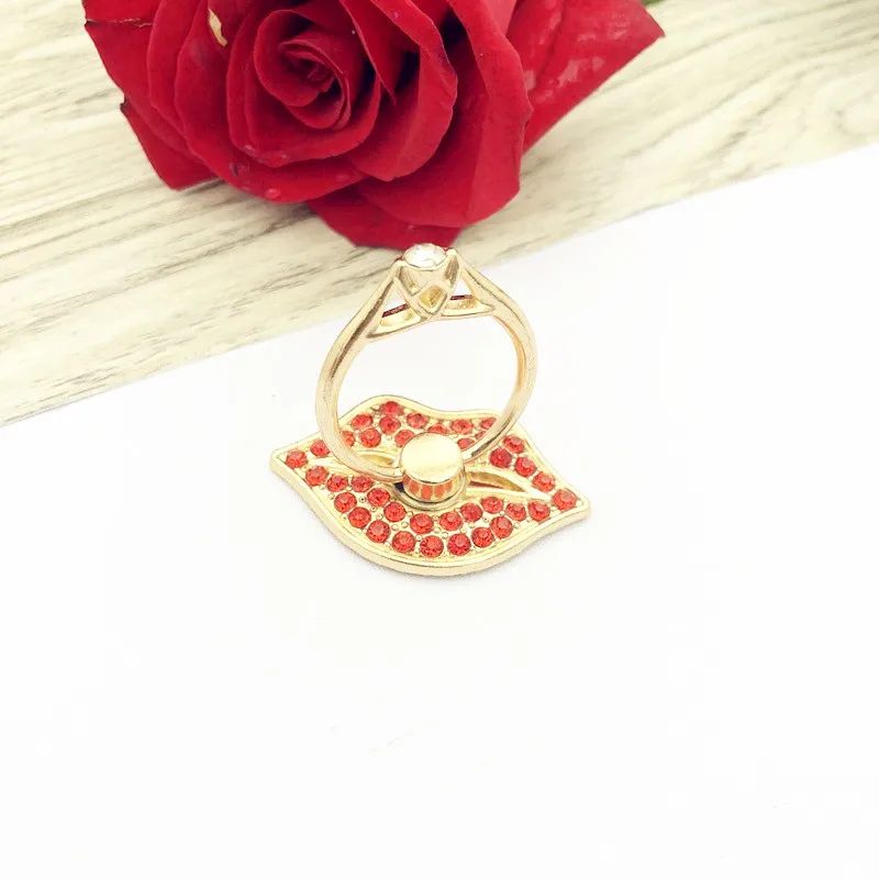 Модный кронштейн для мобильного телефона с красными губами, металлическое кольцо с бриллиантами, кронштейн для кольца с губами, держатели и подставки для мобильных телефонов, подарок для женщин и девочек - Цвет: red