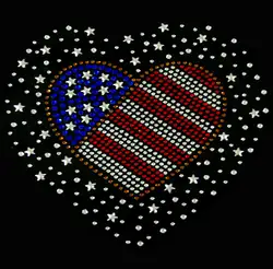 2 шт./лот американский флаг Сердце Звезда железа на исправление Rhiestone Передачи Аппликация исправление горный хрусталь Утюг на кристалле