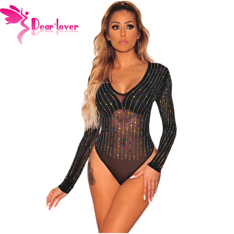 Black-Mesh-Rainbow-Iridescent-Rhinestone-Studded-Bodysuit-LC32348-2-31620