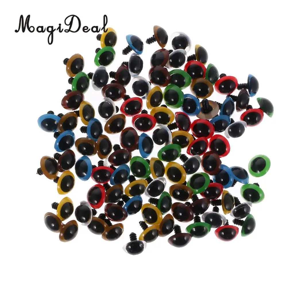 MagiDeal 100Pcs/Pack Mixed Color Plastic Safety Eyes with Washers for Dolls Animal Bear Making DIY Craft Handmade Toy 7Kinds