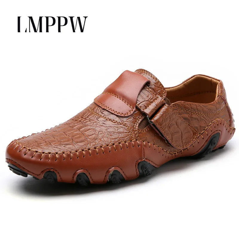 

High Quality Breathable Flats Men Boat Shoes Luxury Brand Men Loafers Genuine Leather Men Driving Shoes Black Brown Moccasins