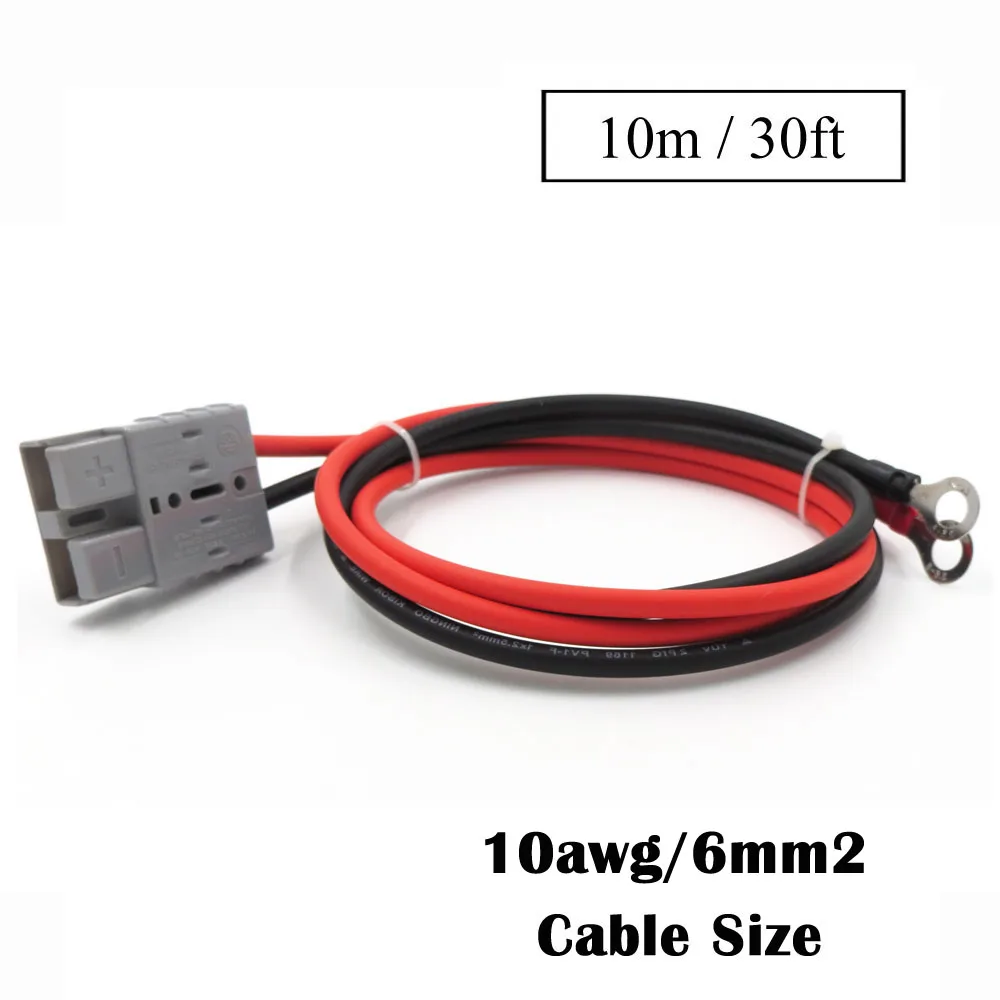 SH50 штекер 50A 600V Удлинительный кабель 0,3 м 1 м 2 м 3 м 5 м 10 м Солнечный кабель подключения 2,5/4/6mm2 с M8 терминал кольцо Батарея болт tab - Цвет: 30ft 6.0mm2 Cable