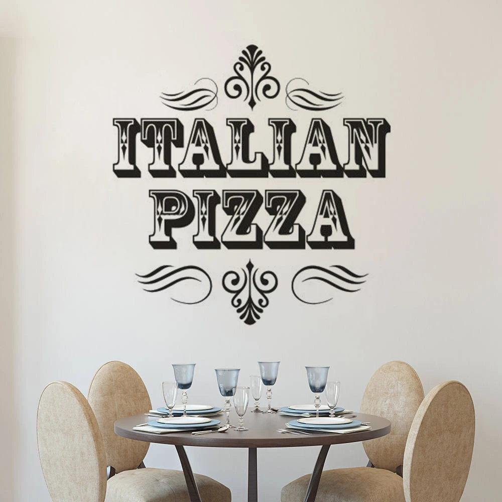 Us 6 41 27 Off Italian Pizza Sign Wall Sticker Pizza Store Window Decals Restaurant Interior Decoration Pizzeria Vinyl Wall Art Mural Az231 In Wall